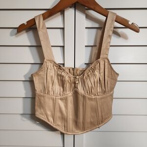 ZARA  Small  NWT  Beige Satin Crop Top Boho Chic